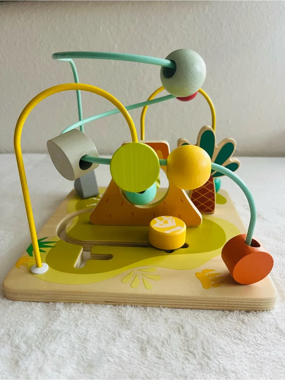 Wooden Bead Maze Activity Toy - Green/Yellow/Orange